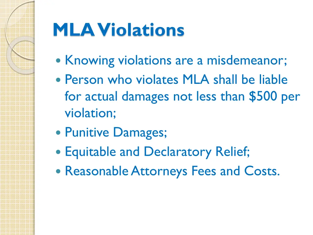 mla violations