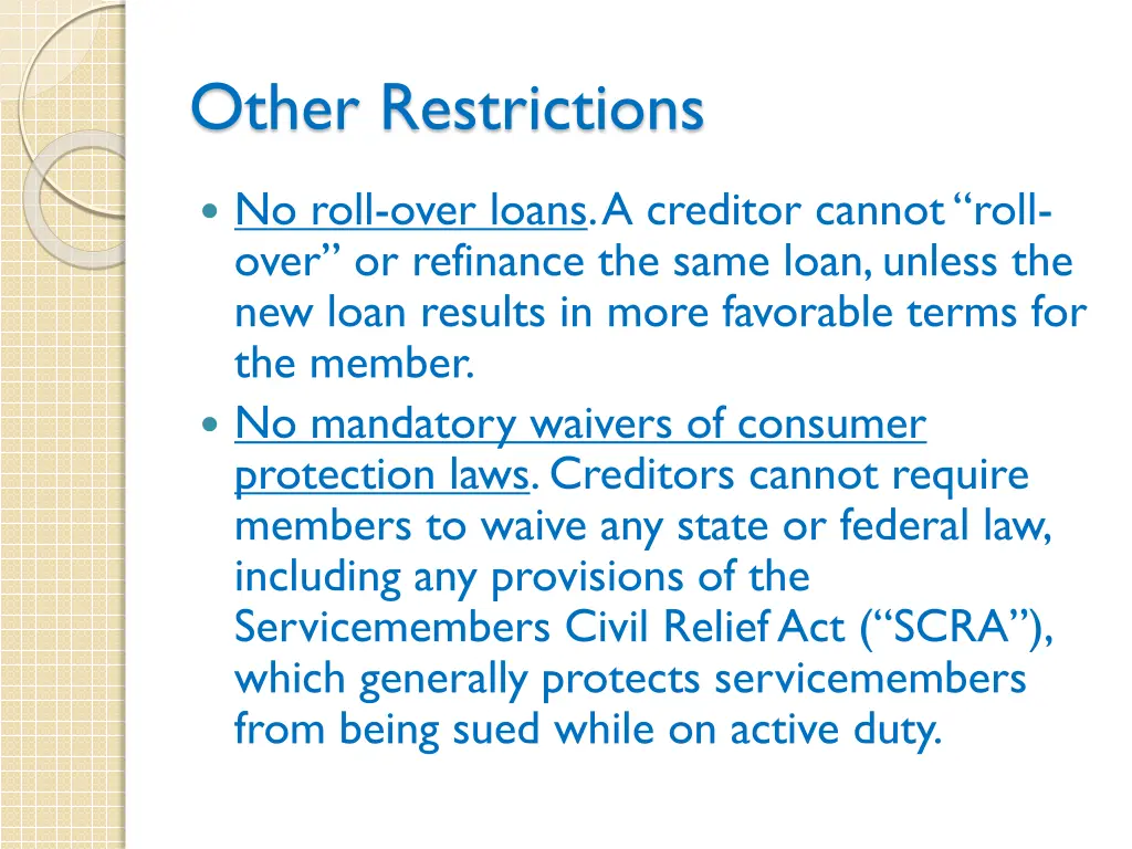 other restrictions