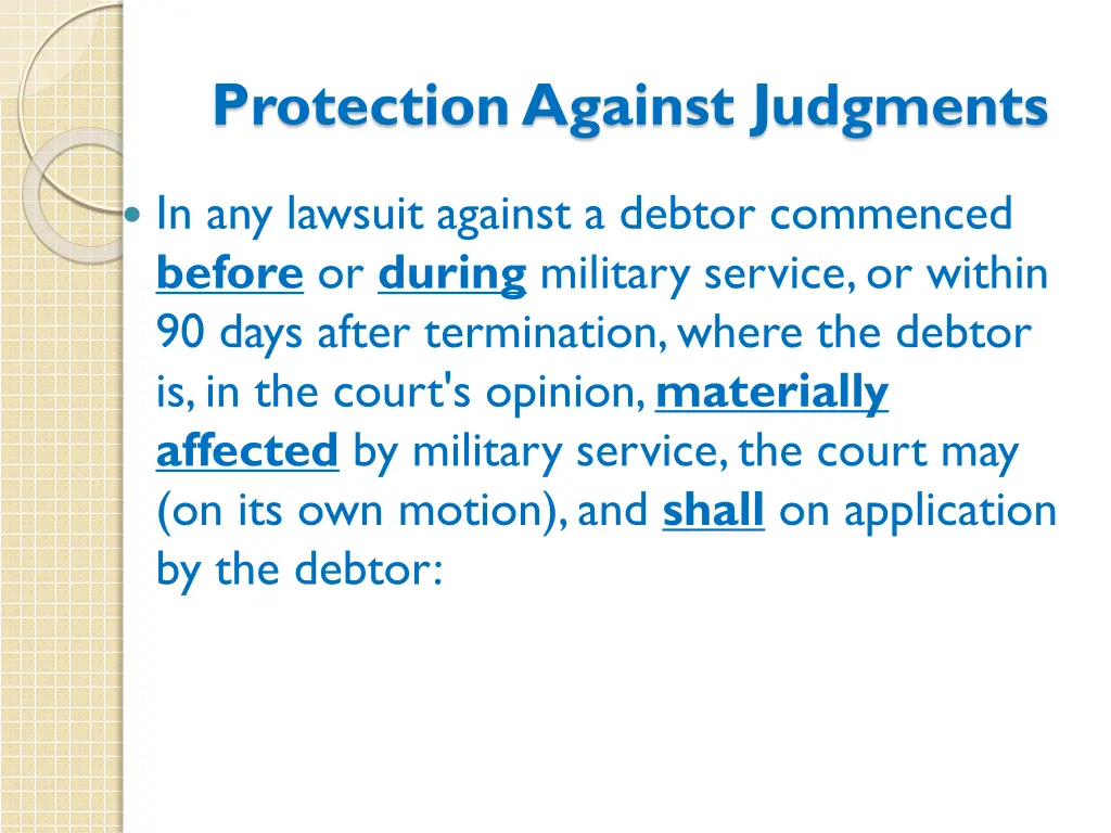 protection against judgments