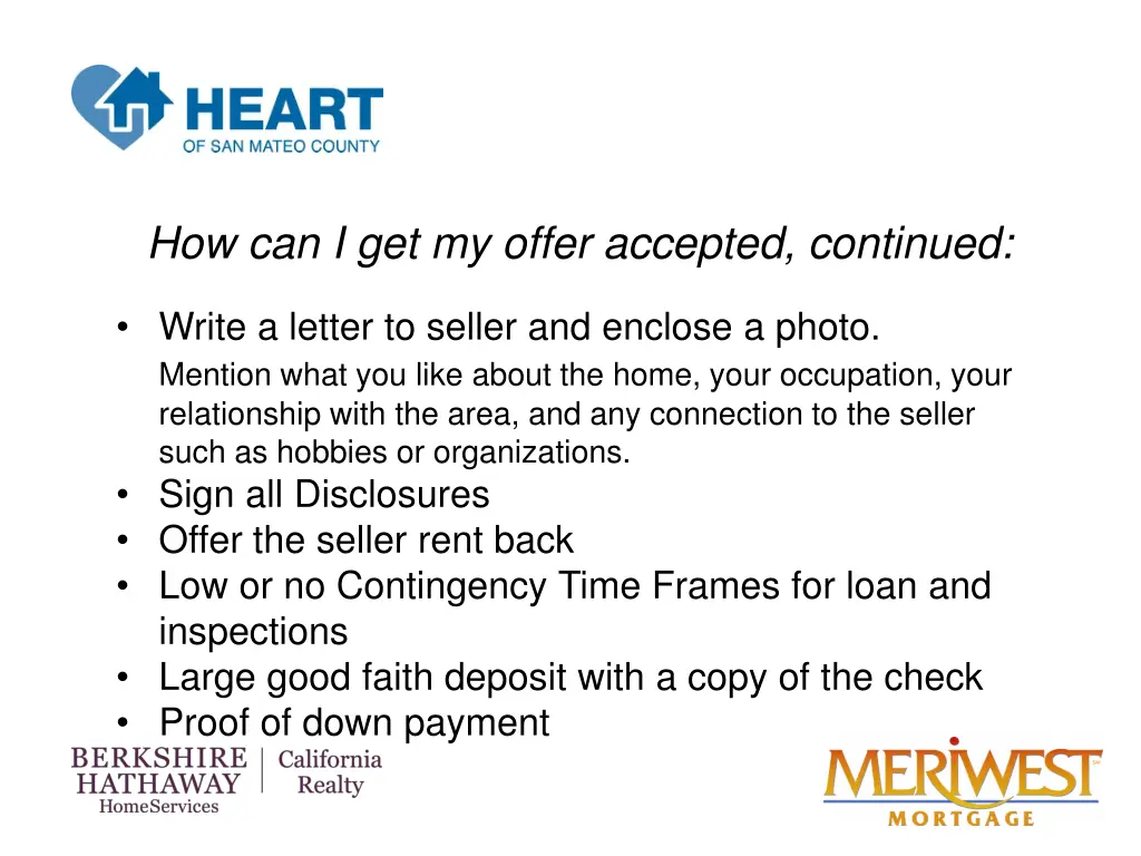 how can i get my offer accepted continued