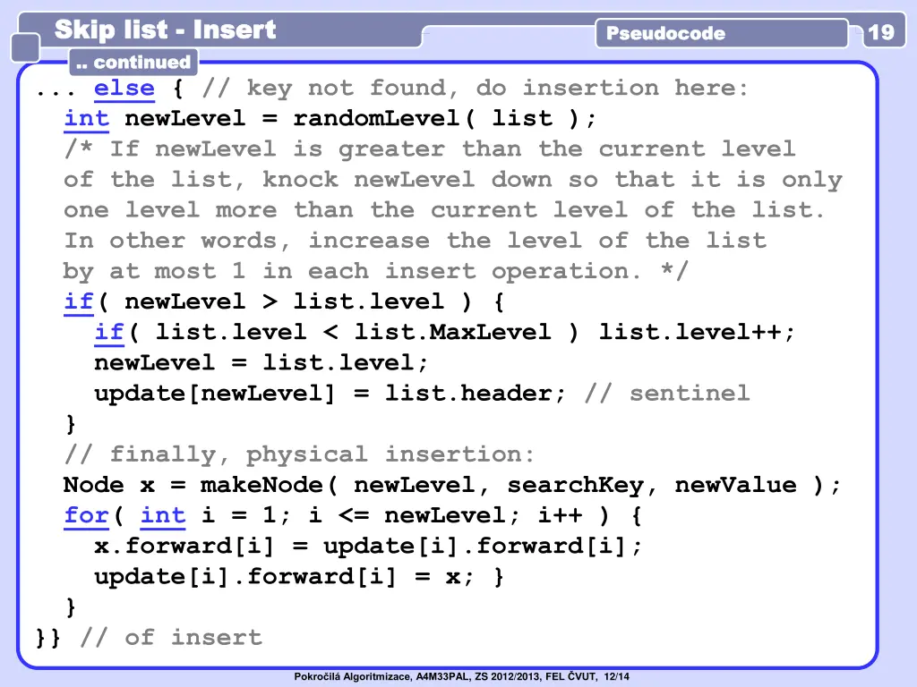 skip list skip list insert 7