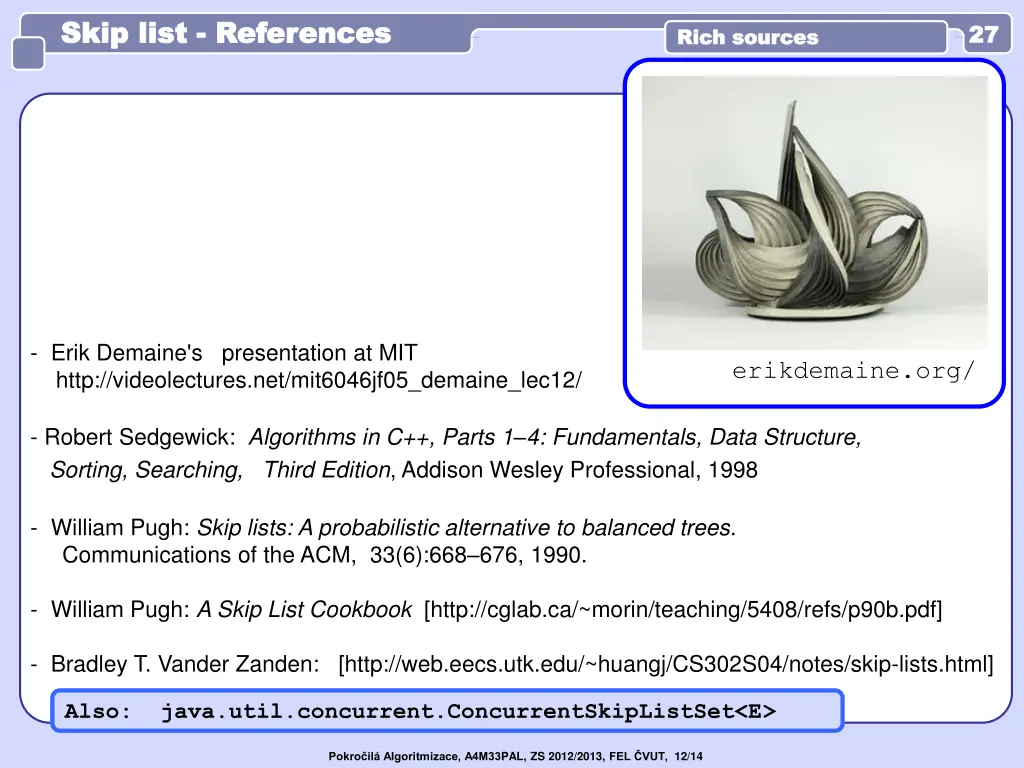 skip list skip list references references