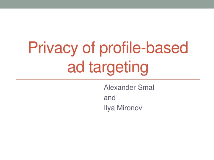 privacy of profile based ad targeting