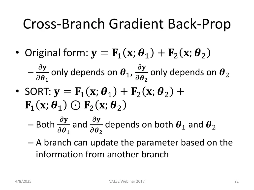 cross branch gradient back prop