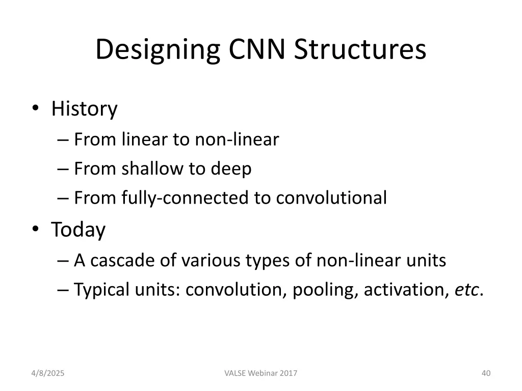 designing cnn structures