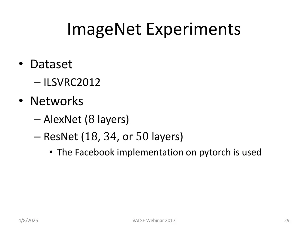 imagenet experiments