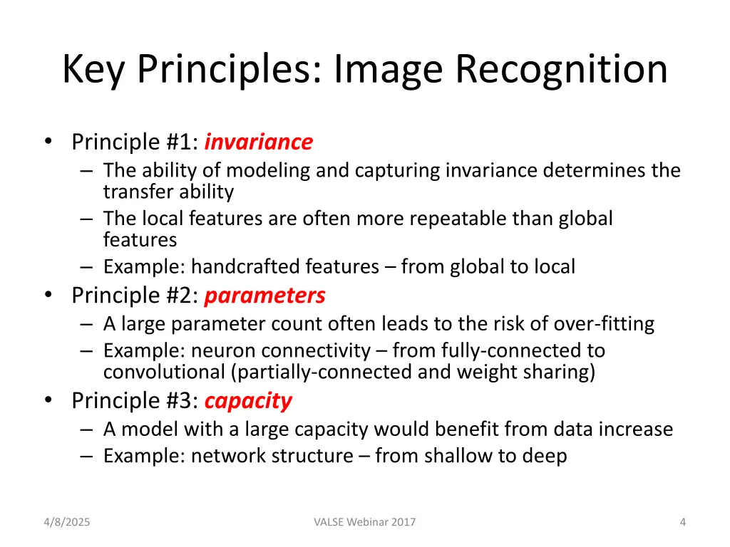key principles image recognition