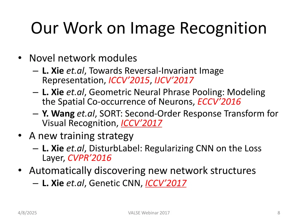 our work on image recognition