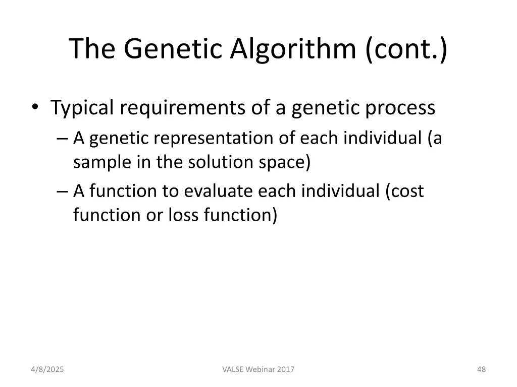 the genetic algorithm cont