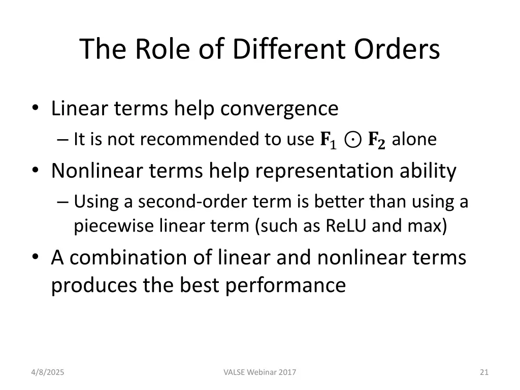 the role of different orders