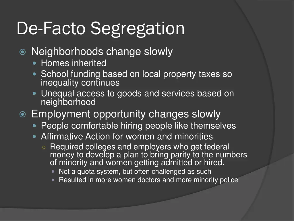 de facto segregation