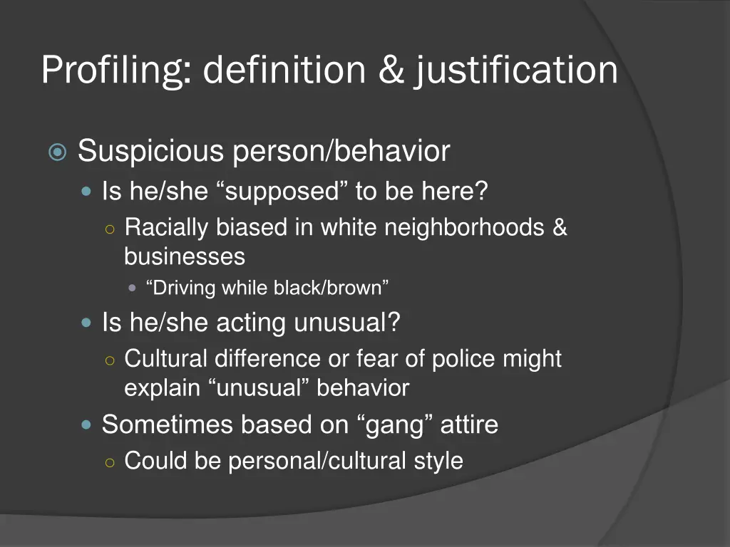 profiling definition justification