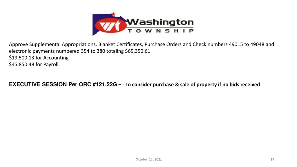 approve supplemental appropriations blanket