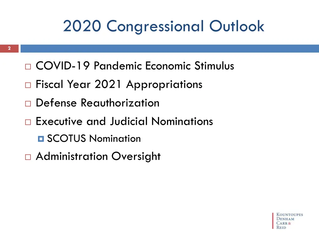 2020 congressional outlook