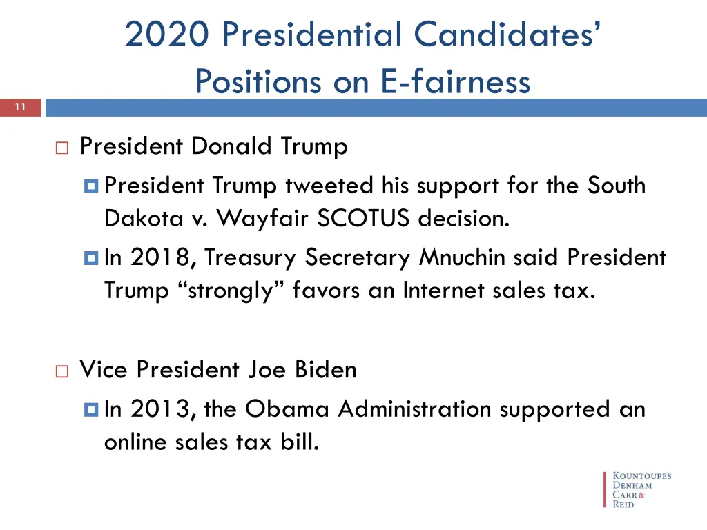2020 presidential candidates positions