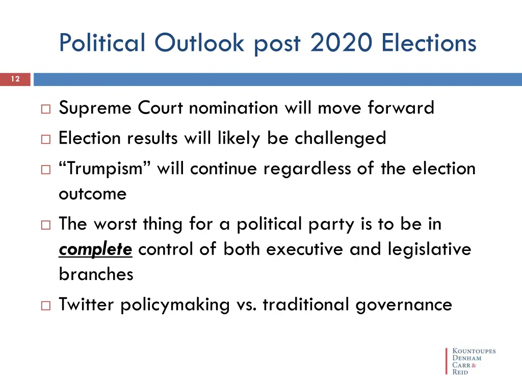 political outlook post 2020 elections