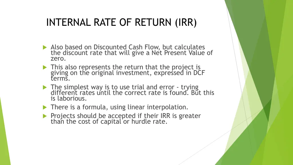 internal rate of return irr