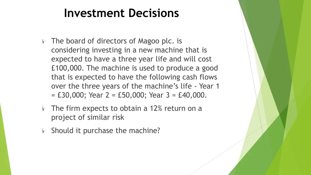 investment decisions