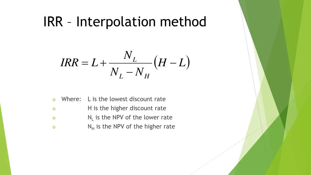 irr interpolation method