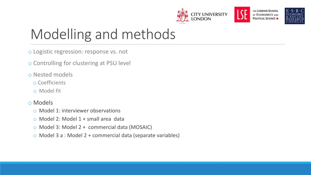 modelling and methods 1