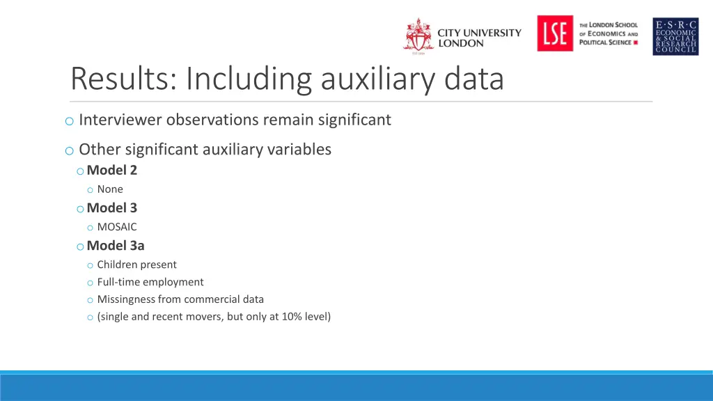 results including auxiliary data 1