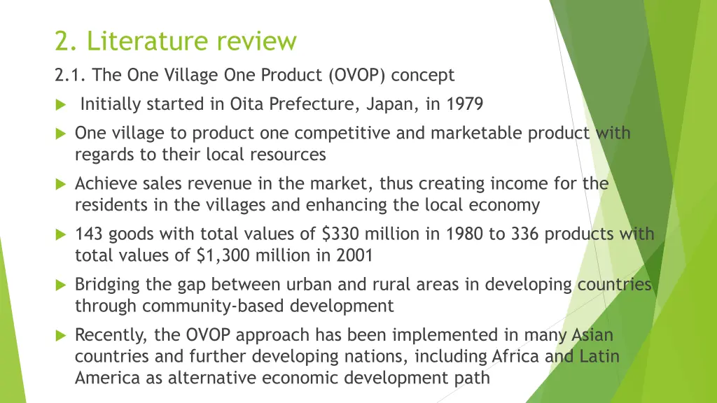 2 literature review 2 1 the one village