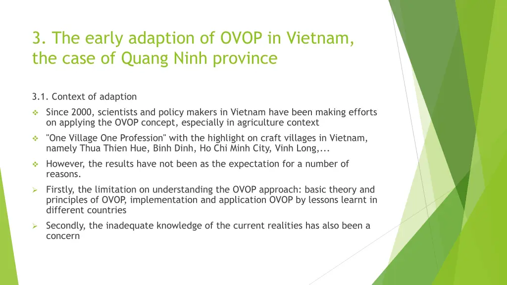3 the early adaption of ovop in vietnam the case