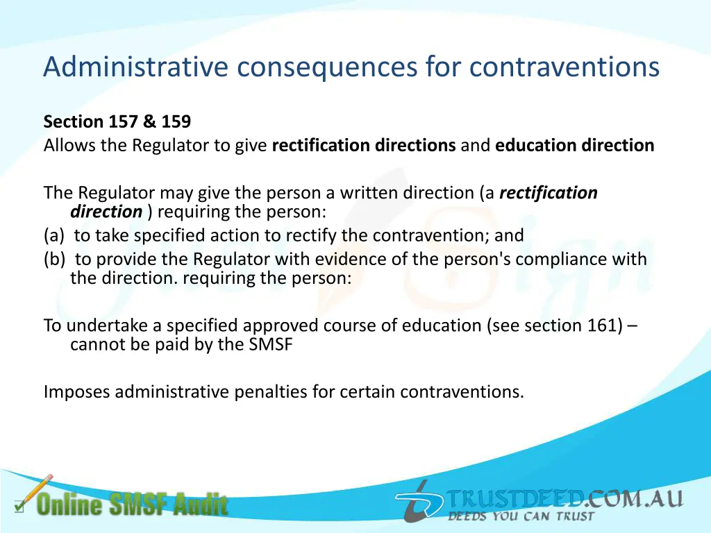 administrative consequences for contraventions