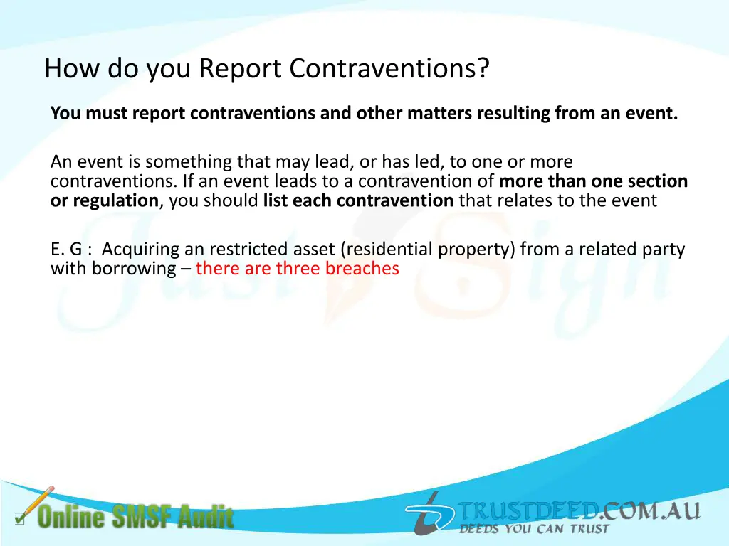 how do you report contraventions