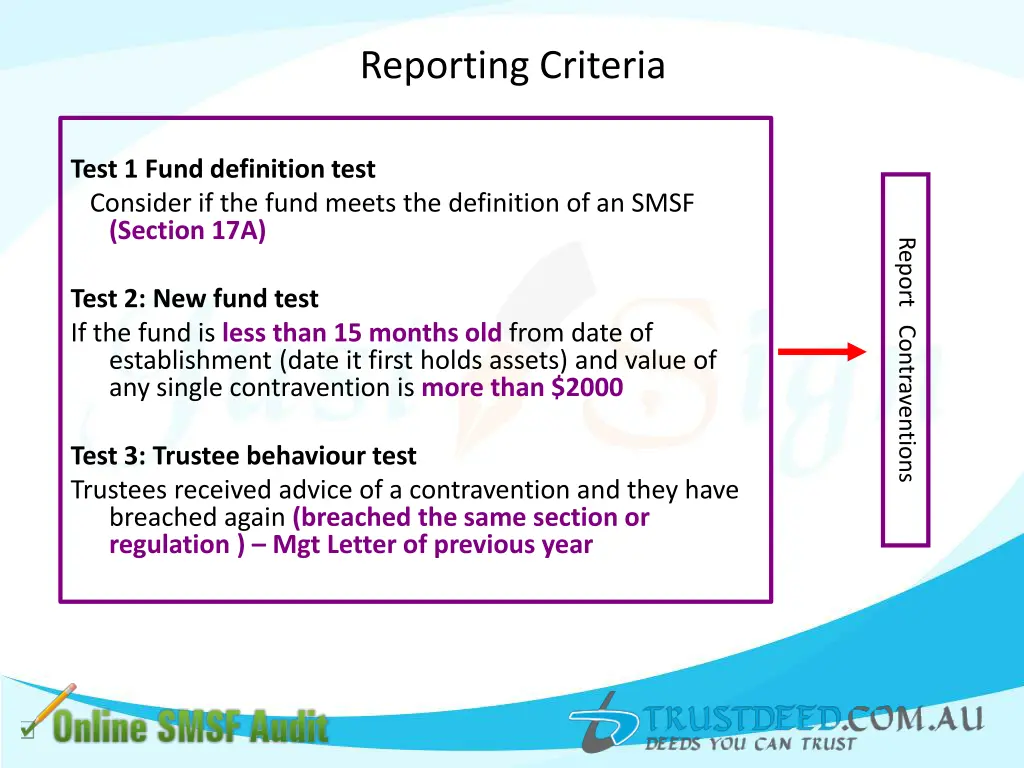 reporting criteria