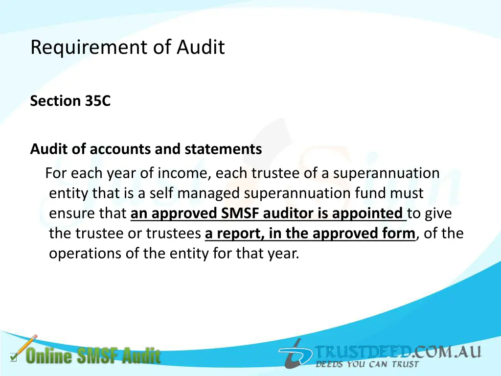 requirement of audit