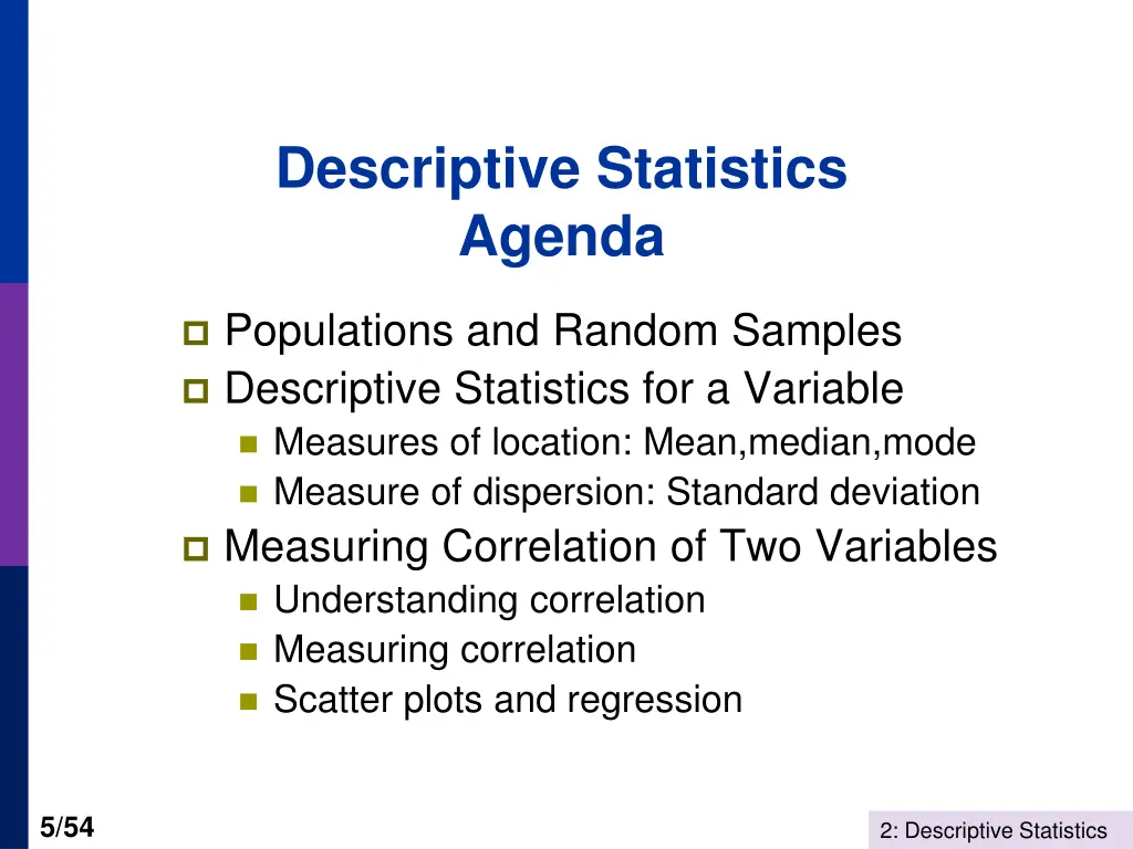 descriptive statistics agenda
