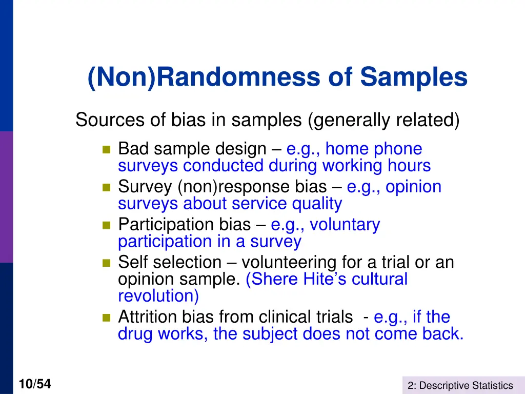 non randomness of samples