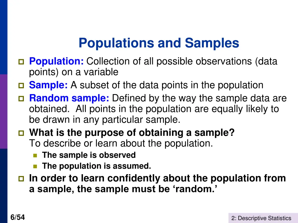 populations and samples