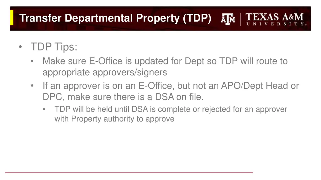 transfer departmental property tdp 5
