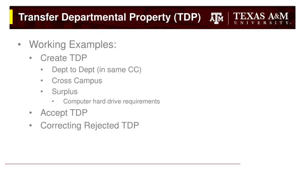 transfer departmental property tdp 6