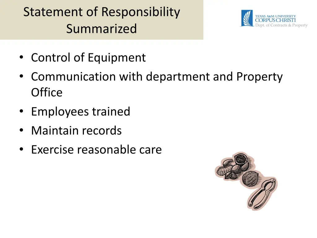 statement of responsibility summarized