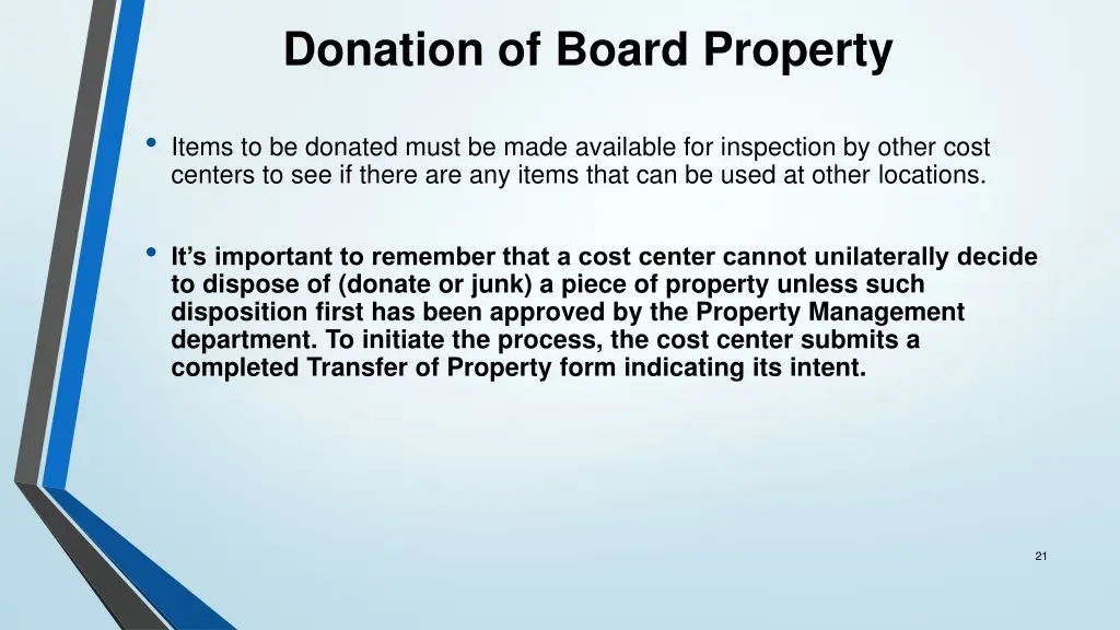 donation of board property