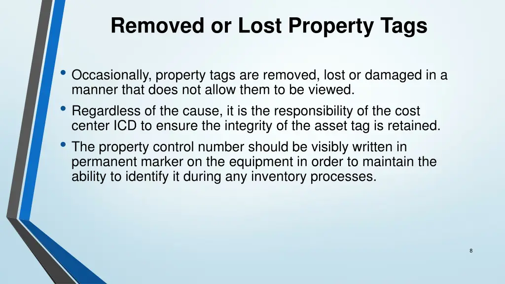 removed or lost property tags