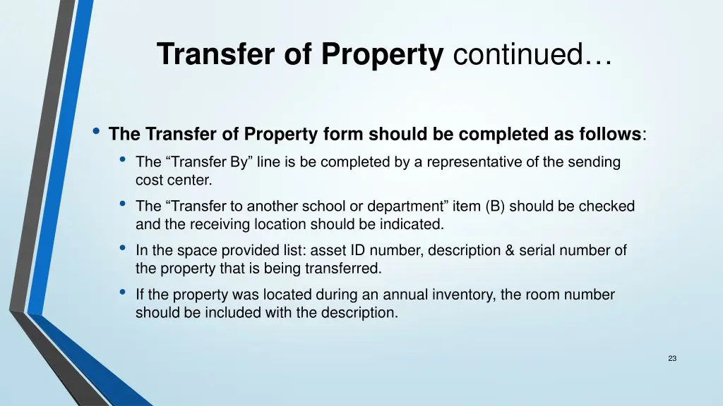transfer of property continued
