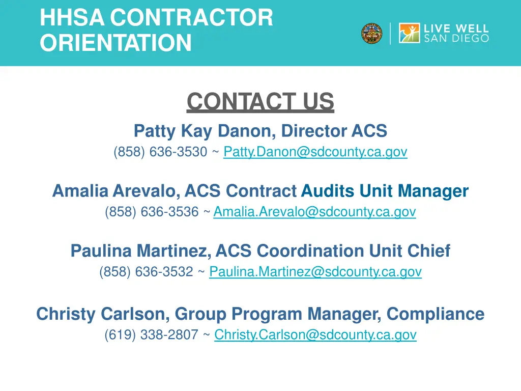 hhsacontractor orientation