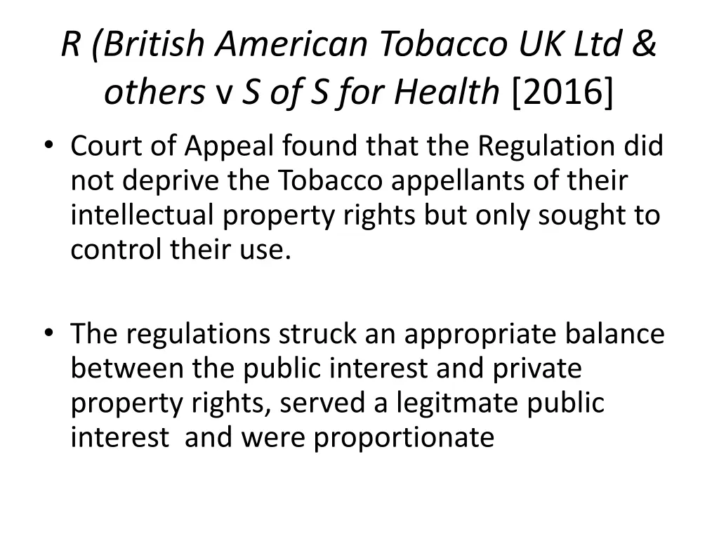 r british american tobacco uk ltd others