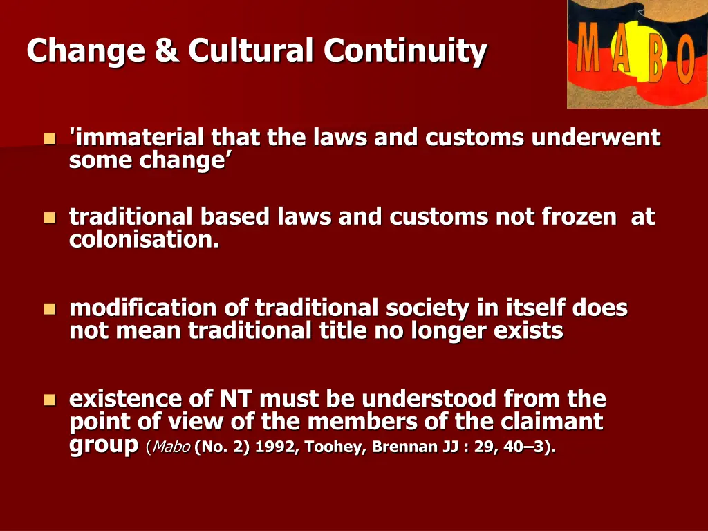 change cultural continuity