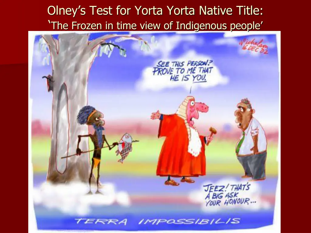 olney s test for yorta yorta native title