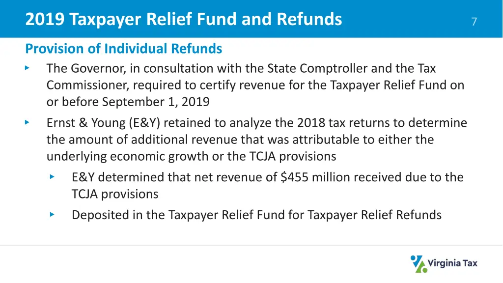 2019 taxpayer relief fund and refunds 1