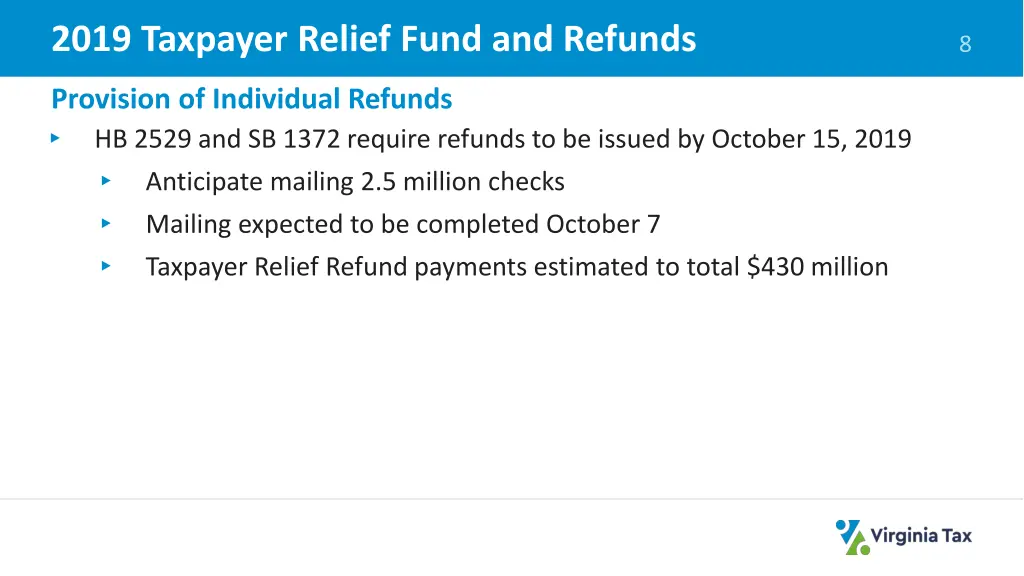 2019 taxpayer relief fund and refunds 2