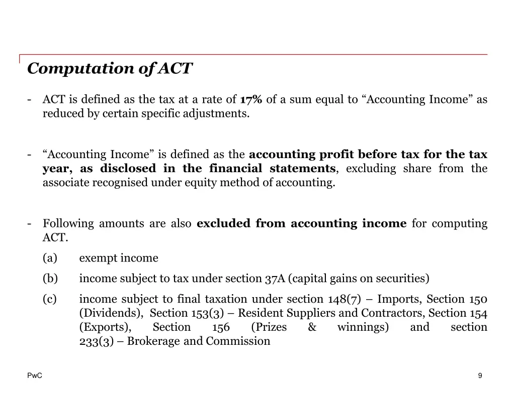 computation of act