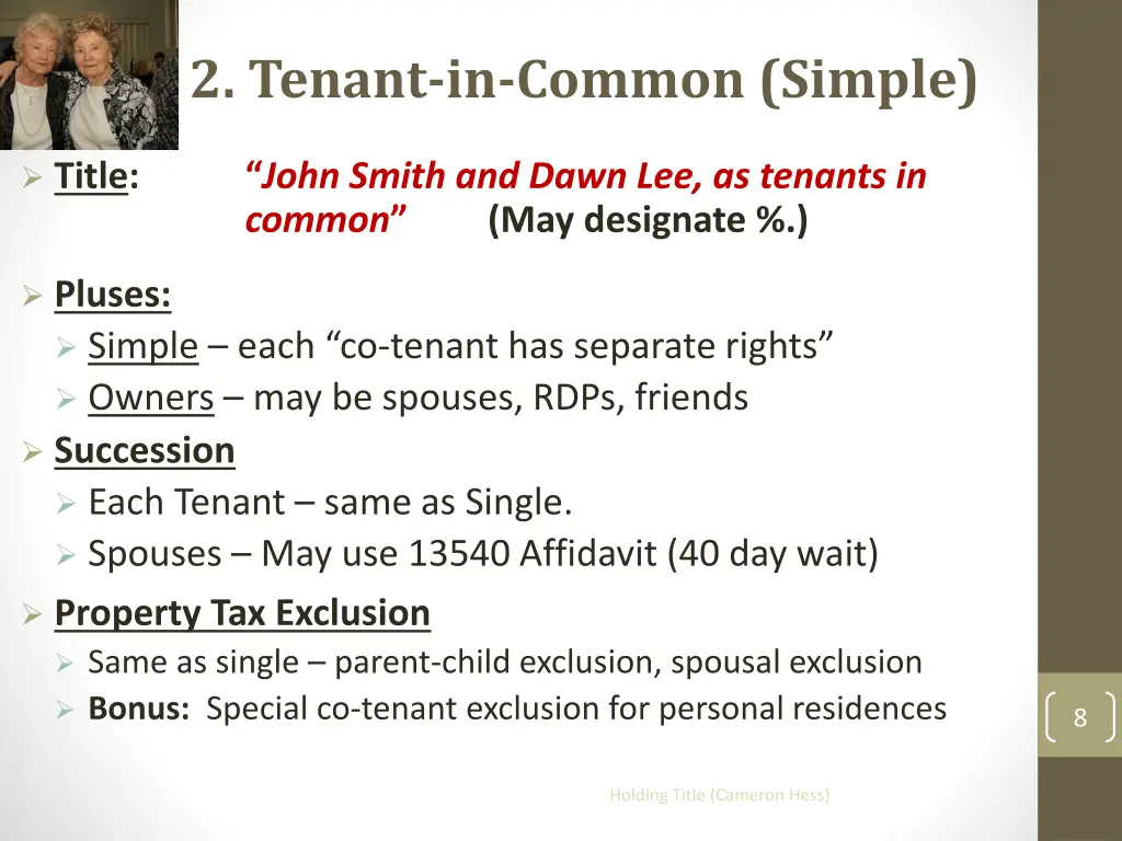 2 tenant in common simple