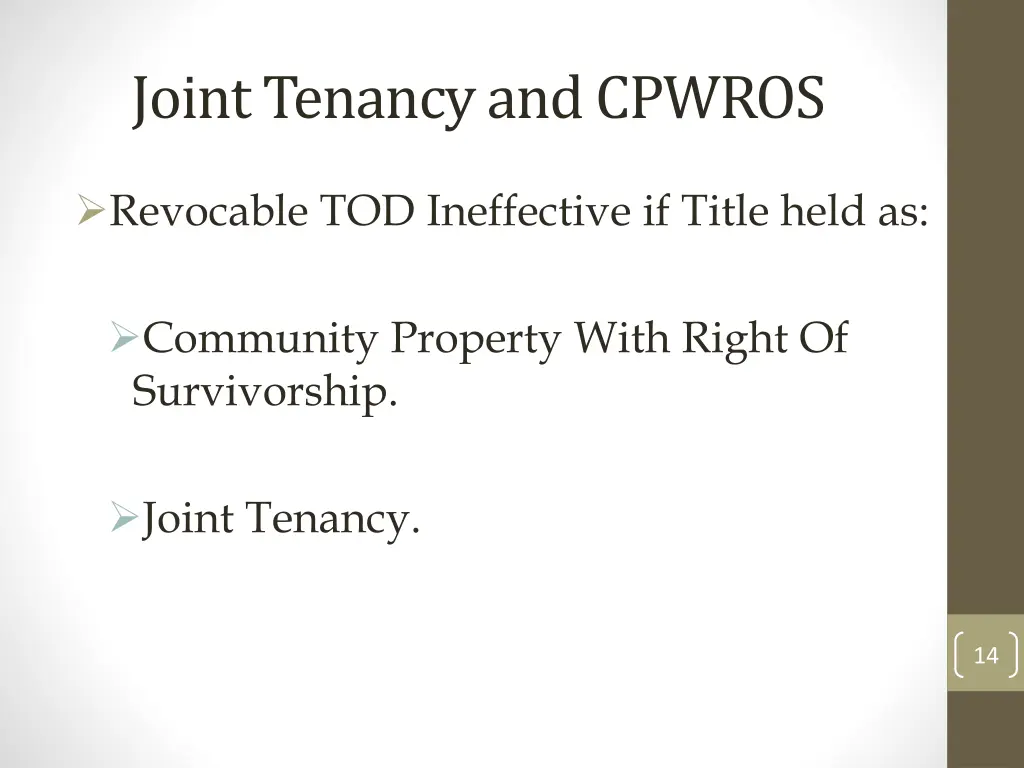 joint tenancy and cpwros