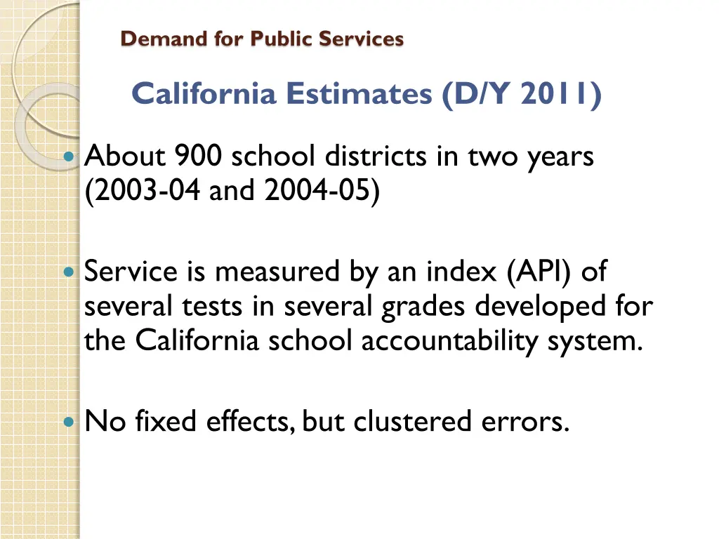 demand for public services 21